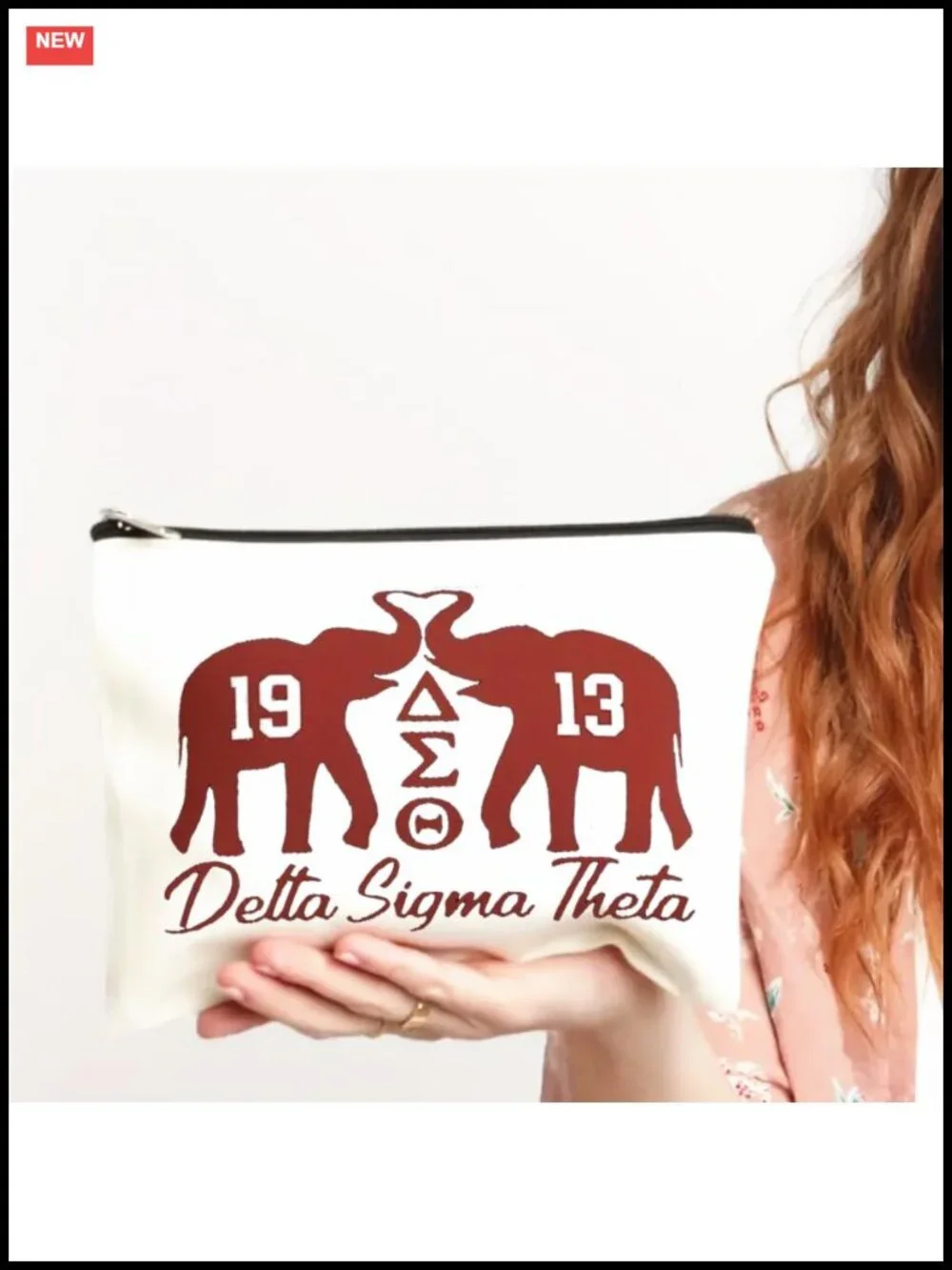 Canvas Makeup Bag with Elephant Print Cosmetic Organizer Travel Pouch